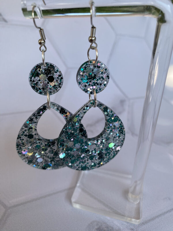 Boucles d'oreilles turquoise pailletées