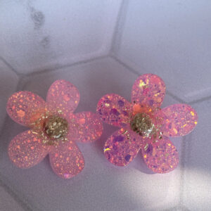 Boucles d'oreilles fleurs roses