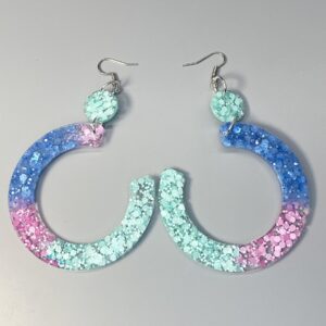 Boucles d’oreilles pendantes demie lune trois couleurs