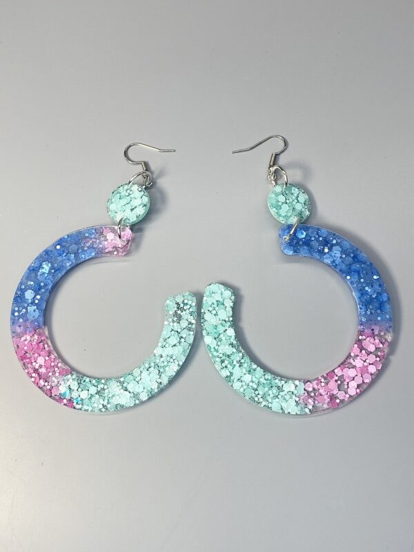 Boucles d’oreilles pendantes demie lune trois couleurs