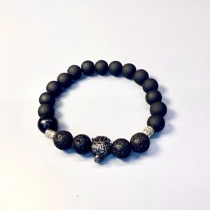 Bracelet homme tête de loup argenté