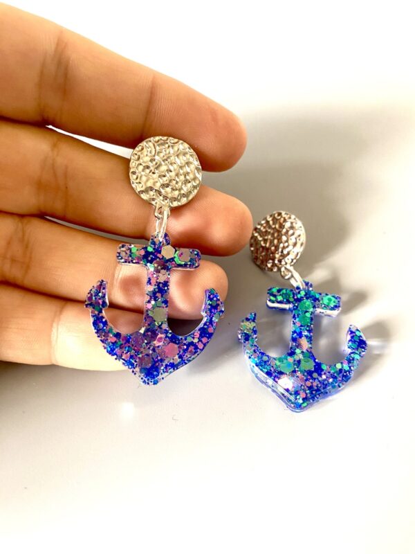 Boucles d’oreilles ancres bleu – Image 2