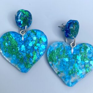 Boucles d’Oreilles "Océan de Cœurs" – Résine Époxy Fait Main